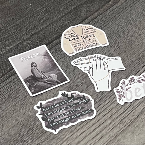 Taylor Swift Folklore Stickers Set of 5 new - Picture 2 of 5